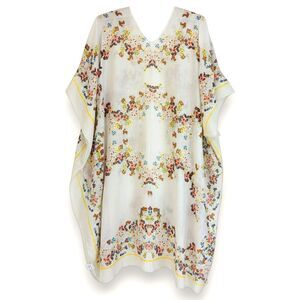 Boho Floral Kaftan Shawl Lightweight Kimono Cover Up Resort One Size
